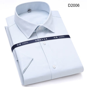 Summer Non Iron Pure Cotton Mens Formal Dress Shirts White Short Sleeve Business Office High Quality Regular Fit Male Shirt