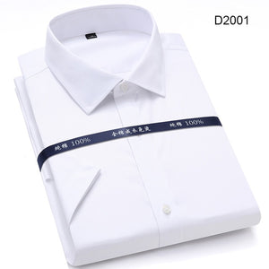 Summer Non Iron Pure Cotton Mens Formal Dress Shirts White Short Sleeve Business Office High Quality Regular Fit Male Shirt