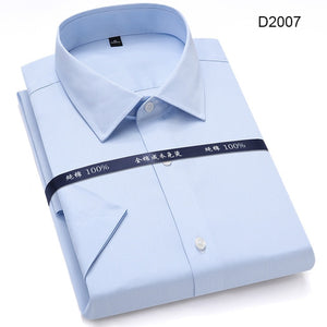 Summer Non Iron Pure Cotton Mens Formal Dress Shirts White Short Sleeve Business Office High Quality Regular Fit Male Shirt