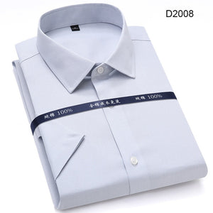 Summer Non Iron Pure Cotton Mens Formal Dress Shirts White Short Sleeve Business Office High Quality Regular Fit Male Shirt