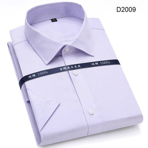 Summer Non Iron Pure Cotton Mens Formal Dress Shirts White Short Sleeve Business Office High Quality Regular Fit Male Shirt