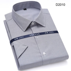 Summer Non Iron Pure Cotton Mens Formal Dress Shirts White Short Sleeve Business Office High Quality Regular Fit Male Shirt