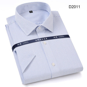 Summer Non Iron Pure Cotton Mens Formal Dress Shirts White Short Sleeve Business Office High Quality Regular Fit Male Shirt