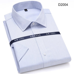Summer Non Iron Pure Cotton Mens Formal Dress Shirts White Short Sleeve Business Office High Quality Regular Fit Male Shirt