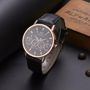 Men's Fashion Stainless Steel Leather Band Analog Quartz Luxury Wrist Watch