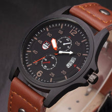 Load image into Gallery viewer, Men&#39;s Leather Band Watches Military Sport Analog Quartz Date Wrist Watch