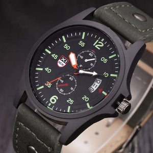 Men's Leather Band Watches Military Sport Analog Quartz Date Wrist Watch