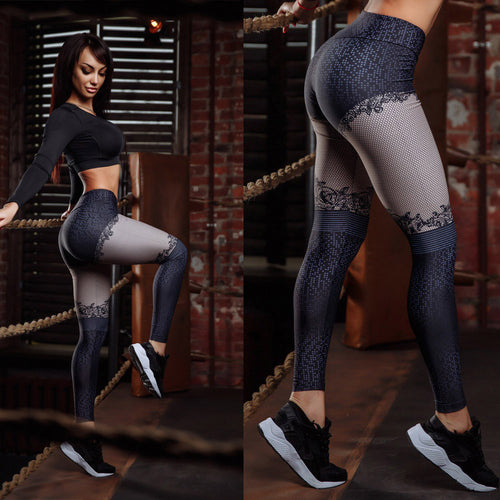 Women Sports Gym Yoga Workout Mid Waist Running Pants Fitness Elastic Leggings