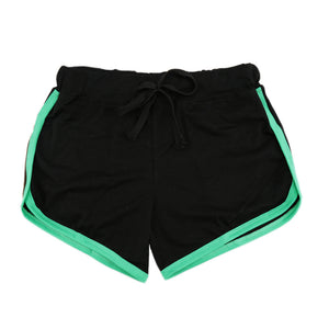 Fashion Women Sports Shorts Contrast Binding Side Split Elastic Waist Yoga Shorts