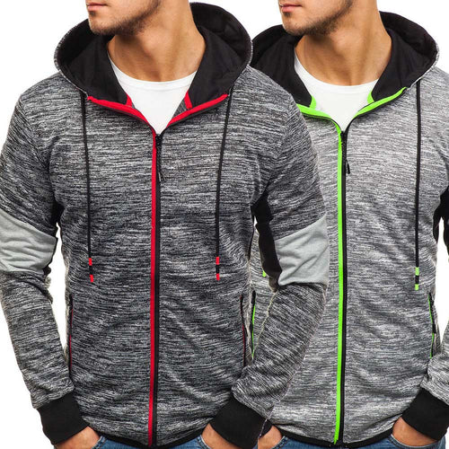 Mens Autumn Winter Zip Casual Long Sleeve Slim Pocket Fit Hoodies Jacket Coat