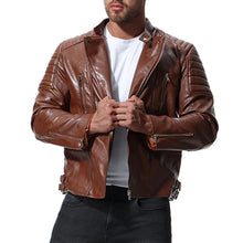 Load image into Gallery viewer, New Arrival Mens Motorcycle Leather Jacket