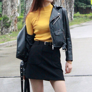 Women Knit Sweater Pullover Jumper Turtleneck Long Sleeve High Elastic Solid Slim Knitted Tops