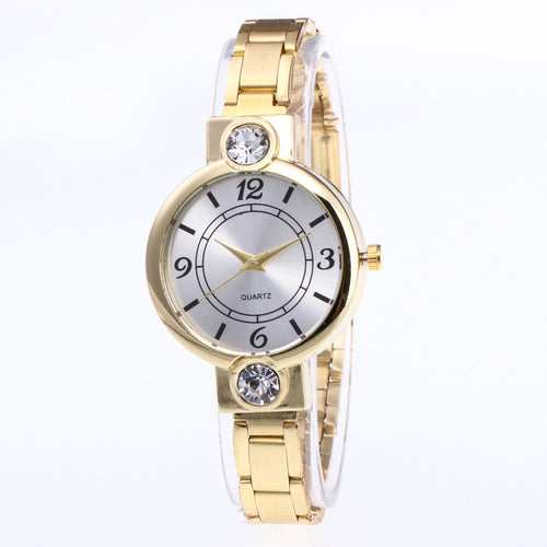 Women Fashion Stainless Steel Band Analog Quartz Round Wrist Watch Watches