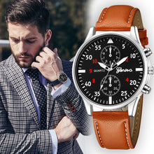 Load image into Gallery viewer, Fashion Men&#39;s Leather Military Alloy Analog Quartz Wrist Watch Business Watches