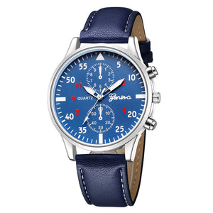 Fashion Men's Leather Military Alloy Analog Quartz Wrist Watch Business Watches